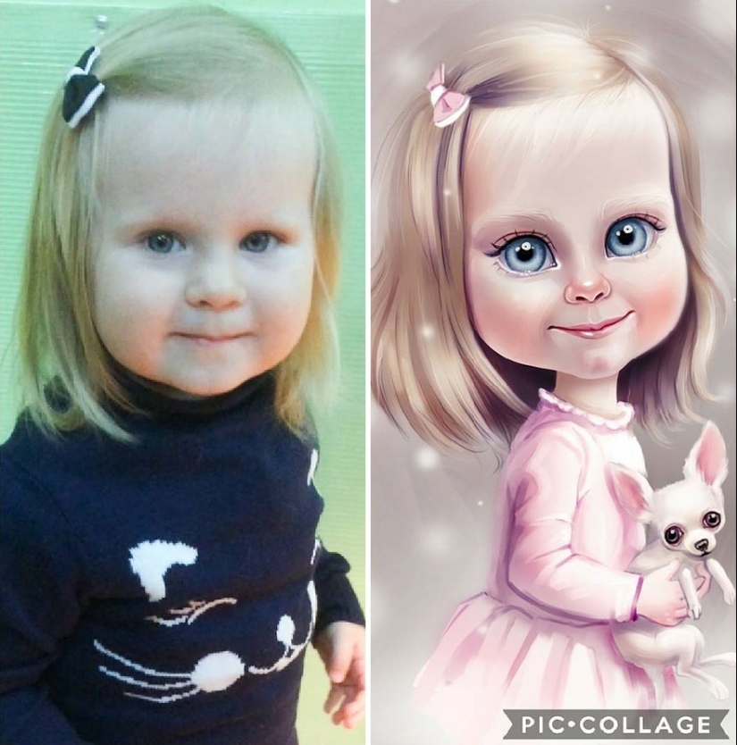 Adorables niños-personajes de dibujos animados de los dibujos de la artista ruso