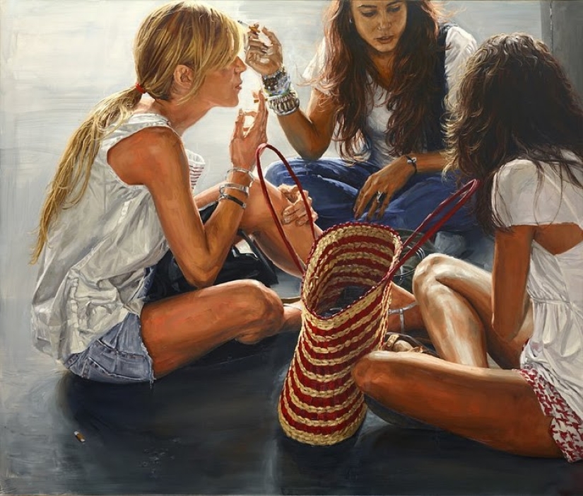 Ah, young people! Warm and realistic paintings by Michel del Campo