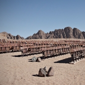 An abandoned cinema in the middle of the Sinai desert