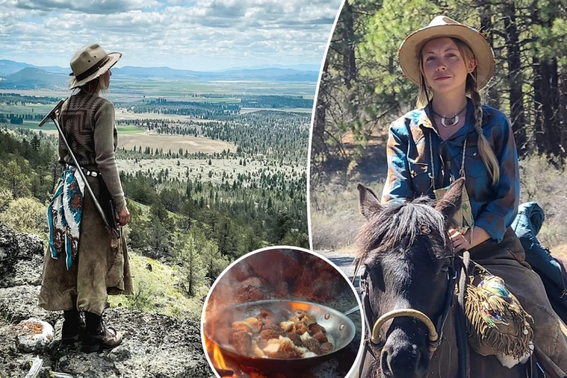 An American woman lives in a tent and eats animals that have been hit by cars.