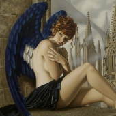 Angelical y terrenal en la pintura del artista surrealista Juan Medina