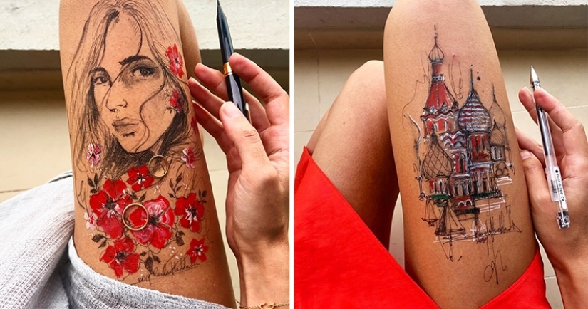 Arte corporal en las caderas de la artista jordana Randa Haddadin