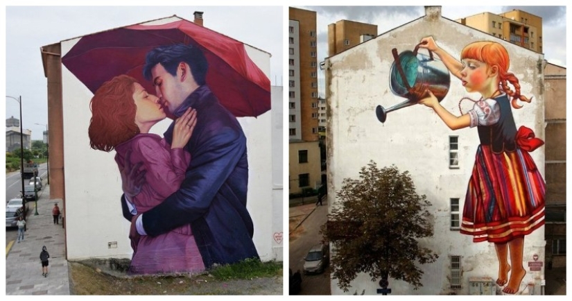 Arte urbano a gran escala y brillante de la artista polaca Natalia Rak