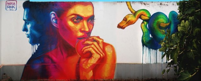 Arte urbano a gran escala y brillante de la artista polaca Natalia Rak