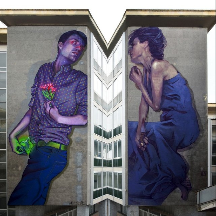 Arte urbano a gran escala y brillante de la artista polaca Natalia Rak