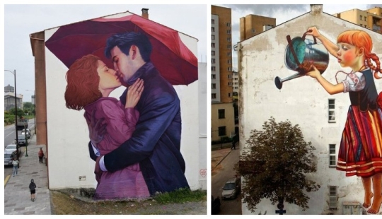 Arte urbano a gran escala y brillante de la artista polaca Natalia Rak