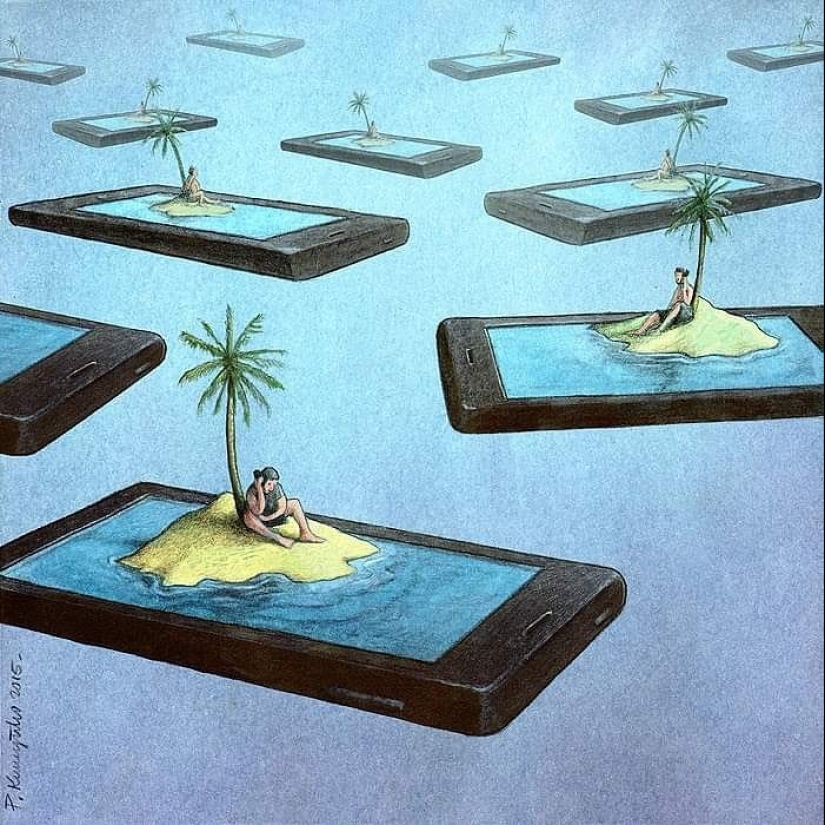 Artist Creates 19 Powerful Illustrations Showing How Technology Is Taking Over Our Lives