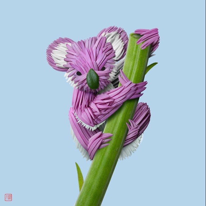 Artist Creates Animal Sculptures From Flower Arrangements