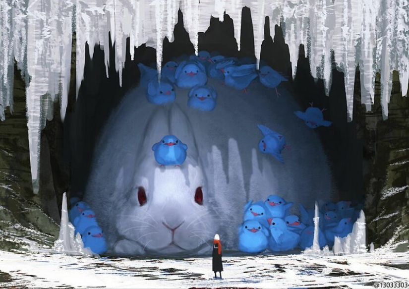 Artist from Japan has created a magical world filled with warmth, kindness and huge beasts