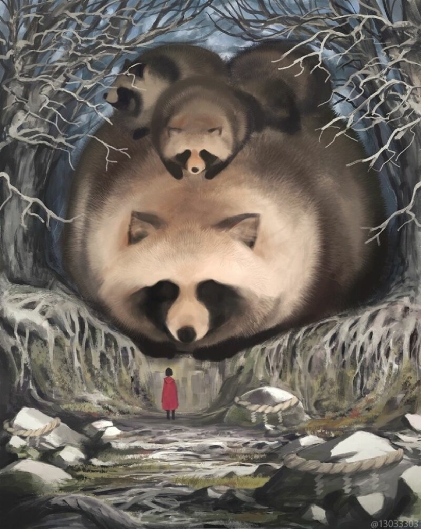 Artist from Japan has created a magical world filled with warmth, kindness and huge beasts