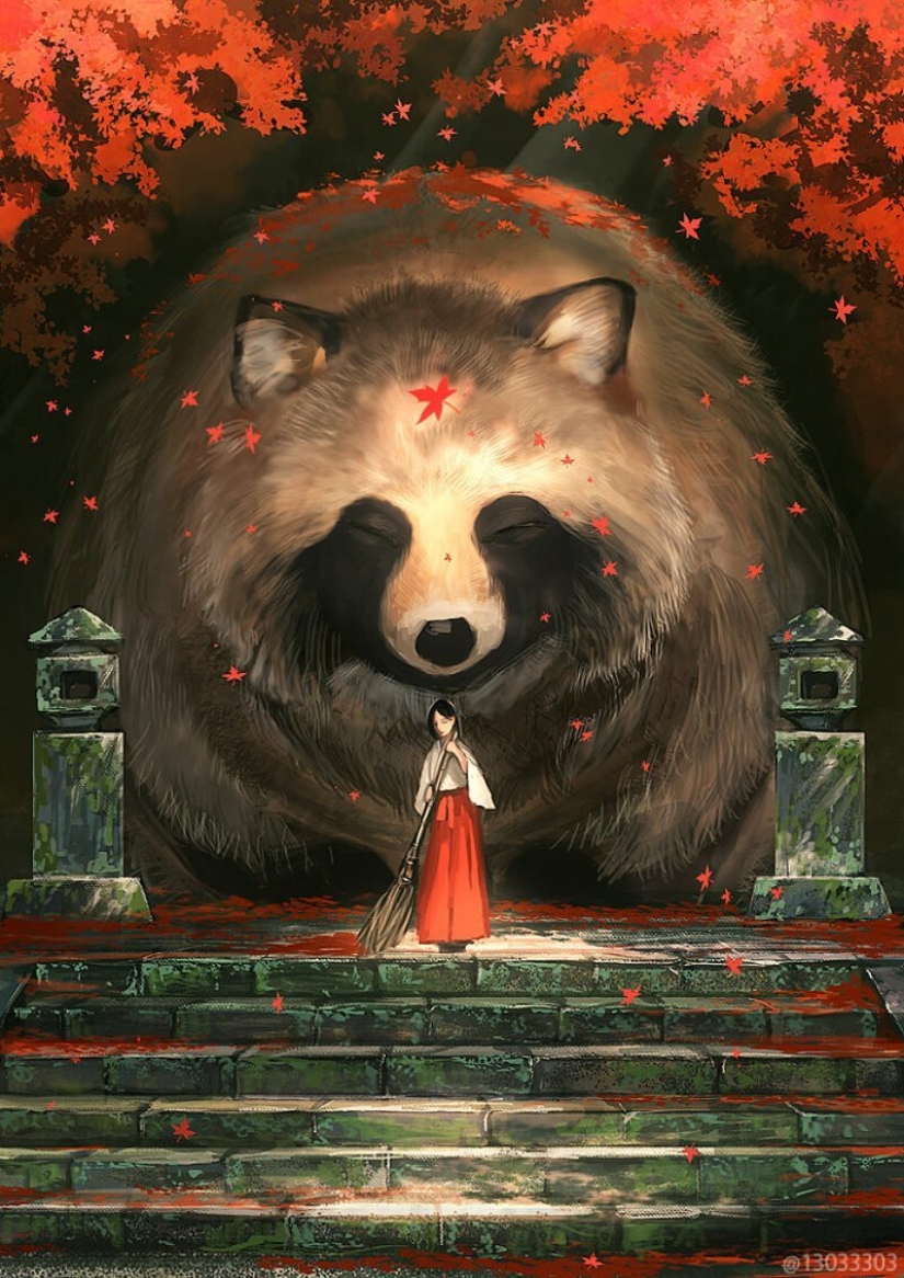 Artist from Japan has created a magical world filled with warmth, kindness and huge beasts