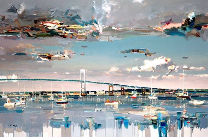 Artist Joseph Cote, who paints in oil as if it were a watercolor