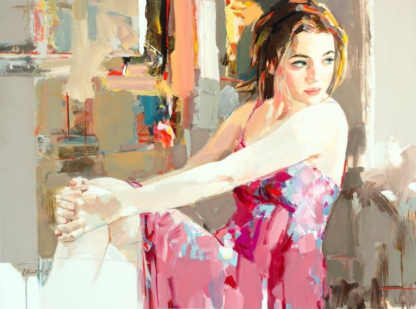 Artist Joseph Cote, who paints in oil as if it were a watercolor