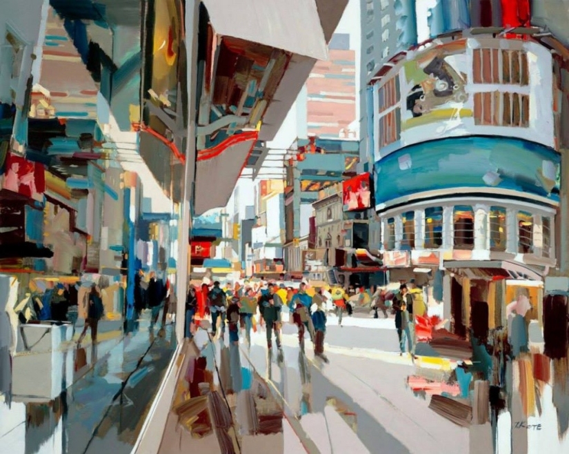 Artist Joseph Cote, who paints in oil as if it were a watercolor