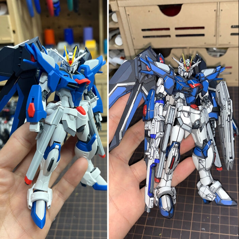 Artist Paints Over Gundam Action Figures To Make Them Look Like They’ve Stepped Straight Out Of An Anime