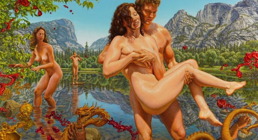 Artist Suzanne Martin and her nude people of Eden