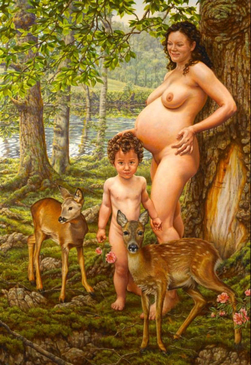 Artist Suzanne Martin and her nude people of Eden