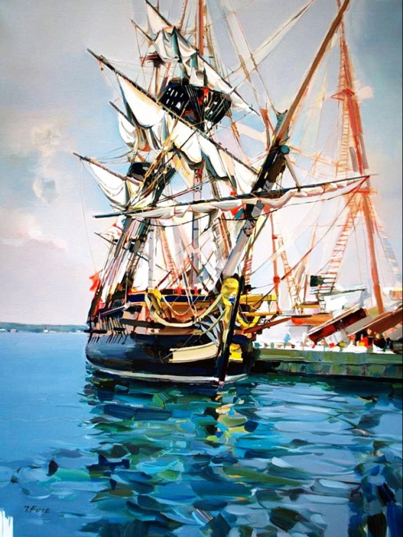 Artista Joseph Cote, que pinta al óleo como si fuera una acuarela