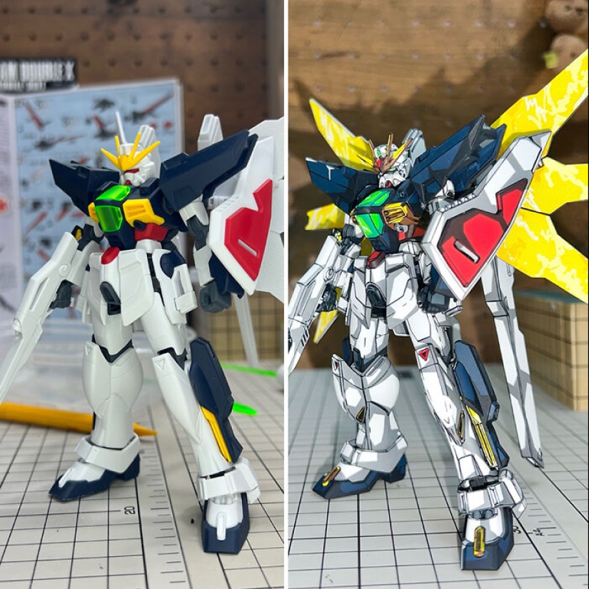 Artista pinta sobre figuras de acción de Gundam para que parezcan sacadas de un anime