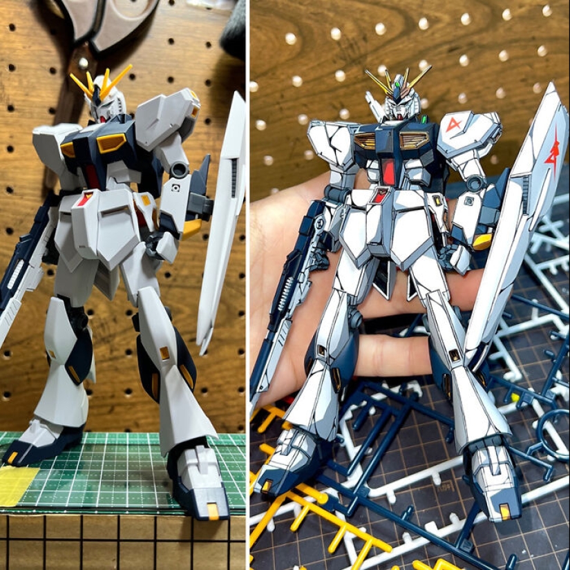 Artista pinta sobre figuras de acción de Gundam para que parezcan sacadas de un anime