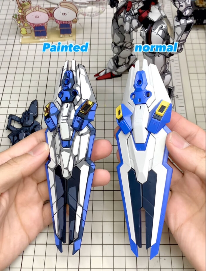 Artista pinta sobre figuras de acción de Gundam para que parezcan sacadas de un anime