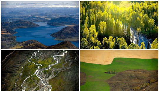 Autumn in the mountains of Kazakhstan from a bird's-eye view