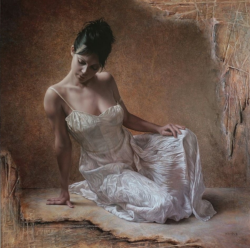 Belleza femenina en pinturas inusuales de Pascal Chauvet