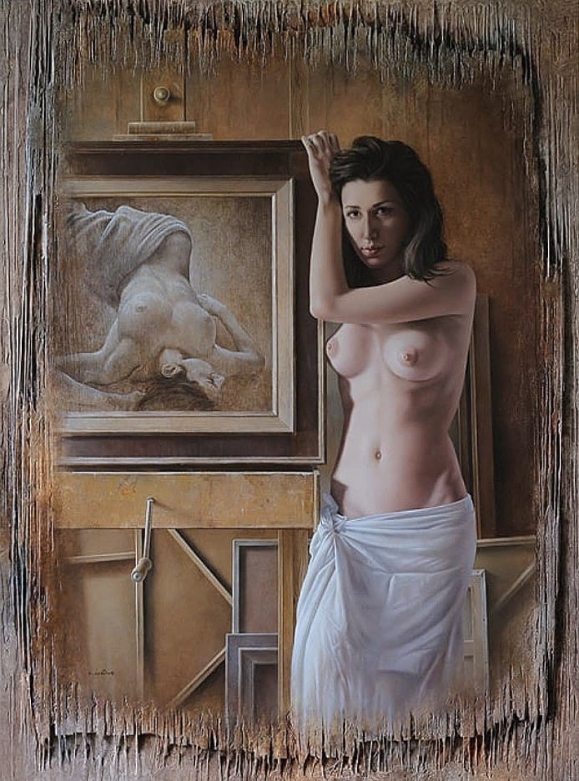 Belleza femenina en pinturas inusuales de Pascal Chauvet