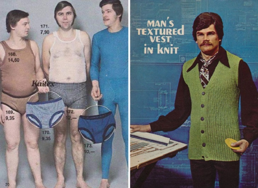 Bright color, indecent cut, daring cage and unthinkable bell-bottomed: men's fashion of the 70s