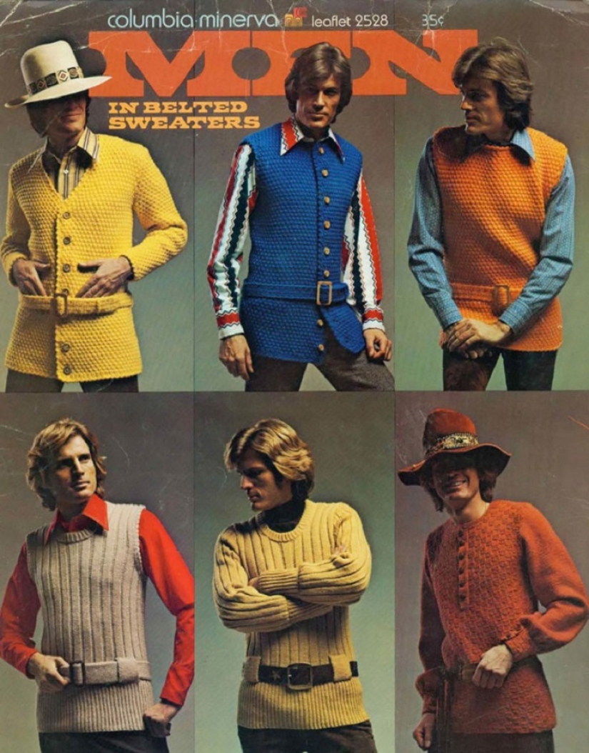 Bright color, indecent cut, daring cage and unthinkable bell-bottomed: men's fashion of the 70s