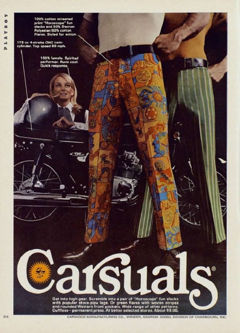 Bright color, indecent cut, daring cage and unthinkable bell-bottomed: men's fashion of the 70s