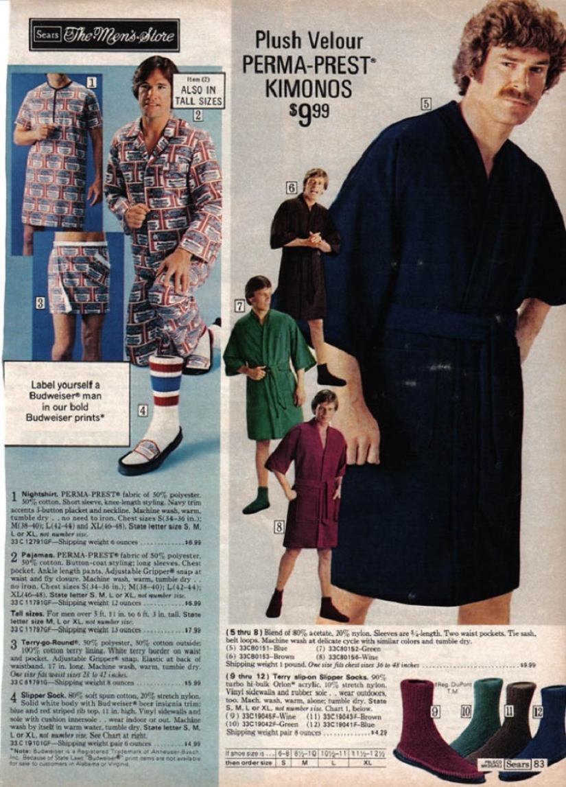 Bright color, indecent cut, daring cage and unthinkable bell-bottomed: men's fashion of the 70s