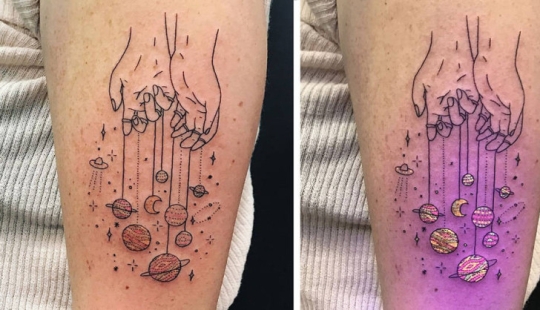 “Brilla, arde, mi estrella”: tatuajes que cambian bajo la luz ultravioleta