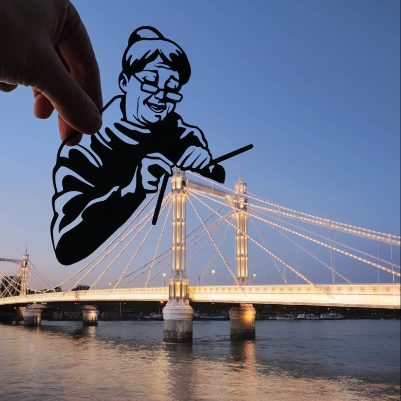 British photographer modifies famous landmarks with paper and scissors