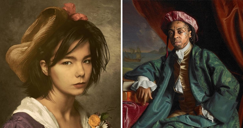 Celebrities in the ceremonial portraits of the artist Kieson