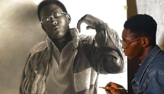 Charcoal portraits of hyperrealist Major Olajide