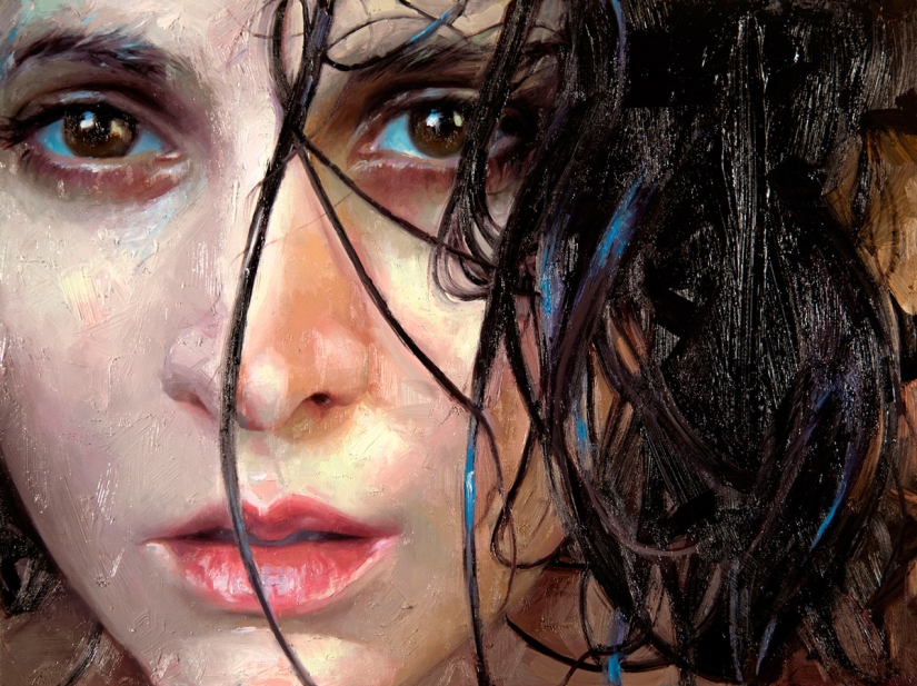 Chicas mojadas en pinturas sensuales de la artista Alissa Monks