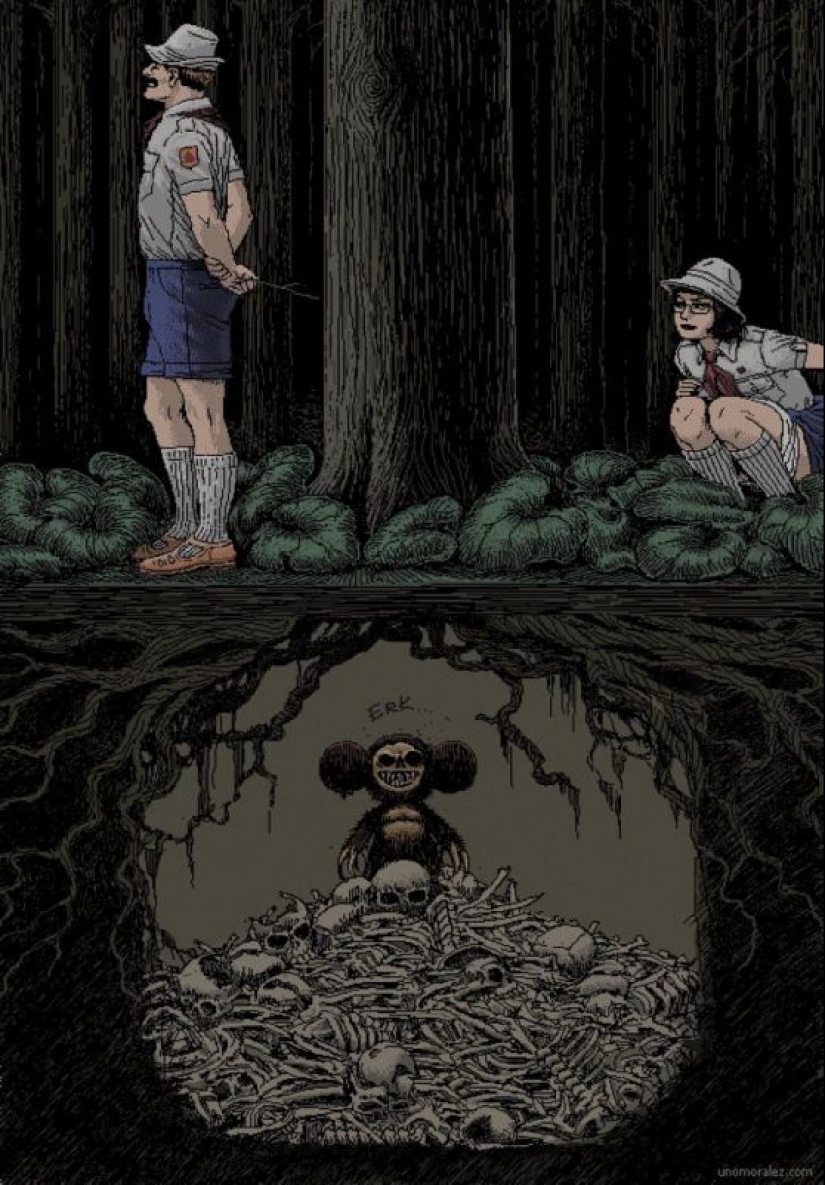 Children's and adult nightmares in pixel art Uno Moralez