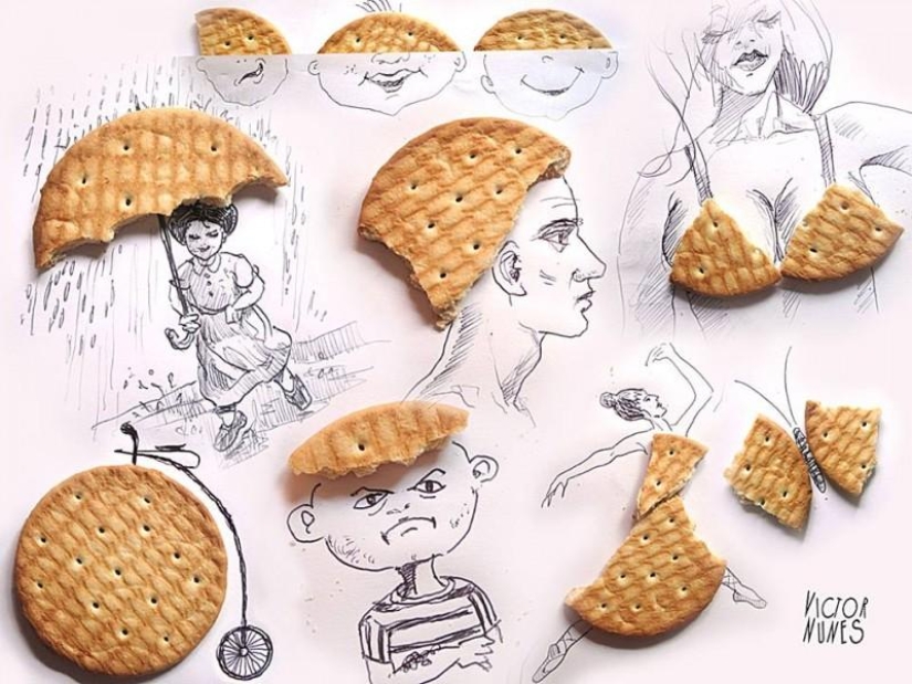 Cómo se ven los dibujos de alimentos y artículos improvisados