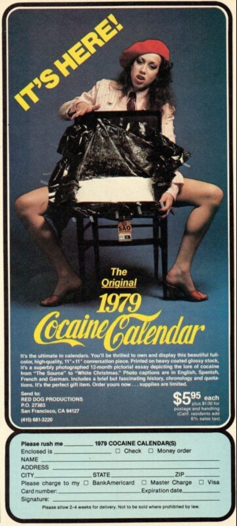 Coca calendar 1979: a monument to the era when the "powder" was almost legal