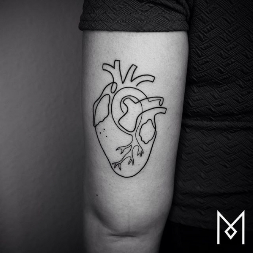 Cool tatuajes minimalistas dibujados en una línea