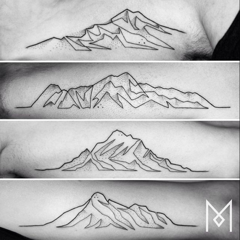 Cool tatuajes minimalistas dibujados en una línea