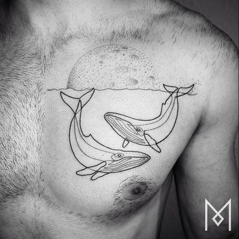 Cool tatuajes minimalistas dibujados en una línea