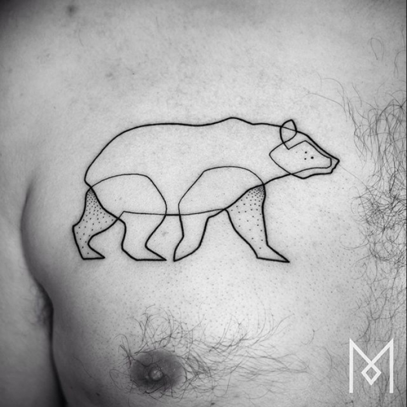 Cool tatuajes minimalistas dibujados en una línea