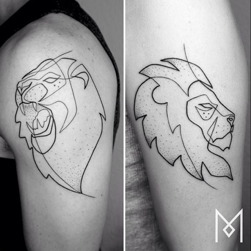 Cool tatuajes minimalistas dibujados en una línea