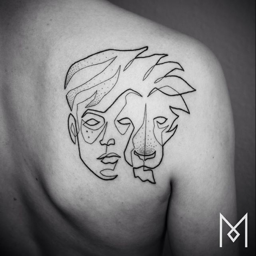 Cool tatuajes minimalistas dibujados en una línea