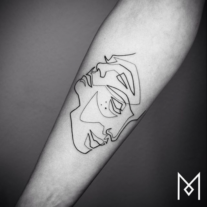 Cool tatuajes minimalistas dibujados en una línea