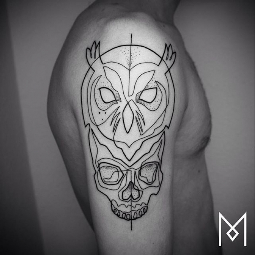 Cool tatuajes minimalistas dibujados en una línea