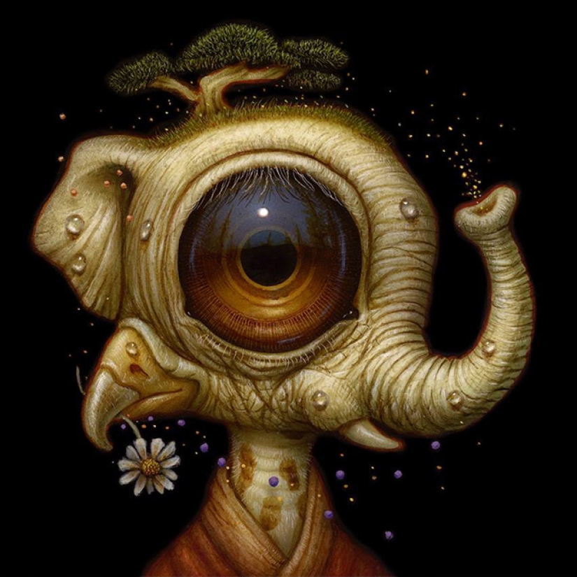 Corrientes de conciencia en las pinturas de Naoto Hattori, similares a las alucinaciones