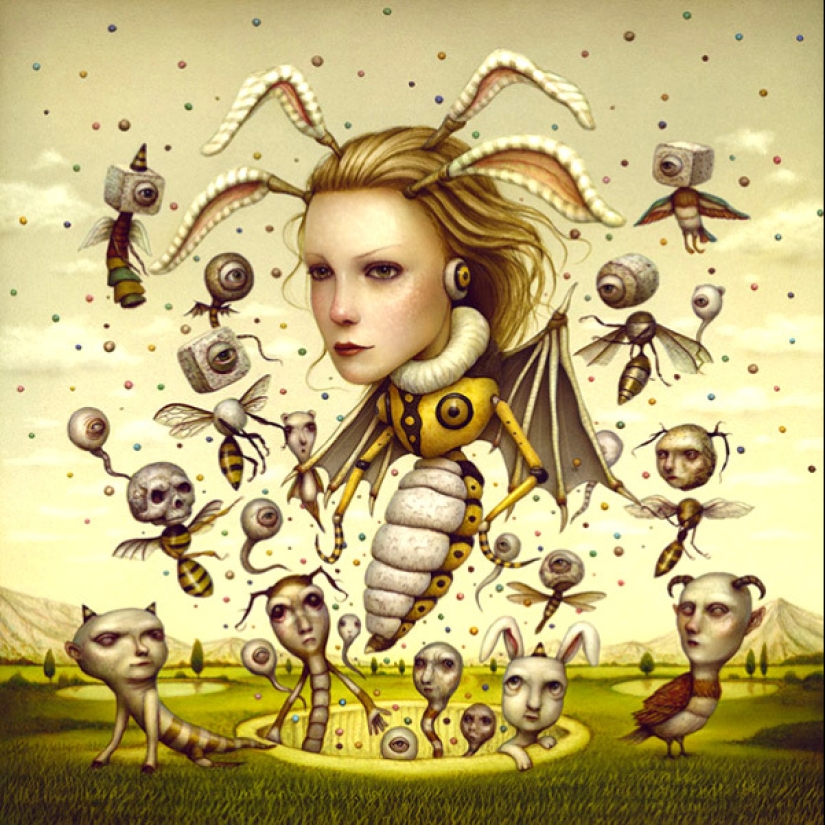 Corrientes de conciencia en las pinturas de Naoto Hattori, similares a las alucinaciones